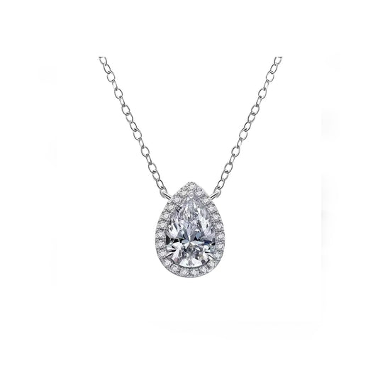 Lyriah Sterling Silver 925 Teardrop Moissanite Pendant Necklace – LyrN-57-01 | Ethical Luxury