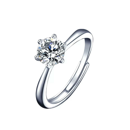 open moissanite ring in 925 silver