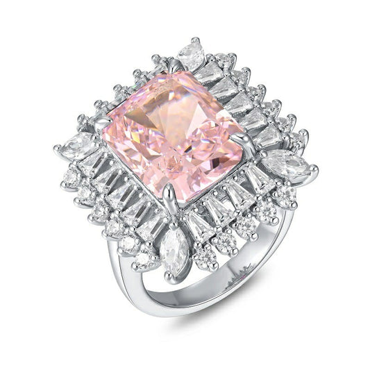 pink cubic zirconia ring in 925 silver