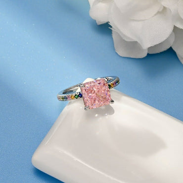 pink cubic zirconia ring in 925 silver