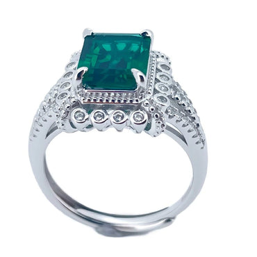 s925 silver lab created emerald ring